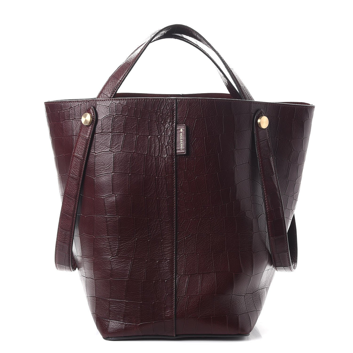 Mulberry Deep Calfskin Crocodile Embossed Kite Bucket Bag Oxblood 1 of 15