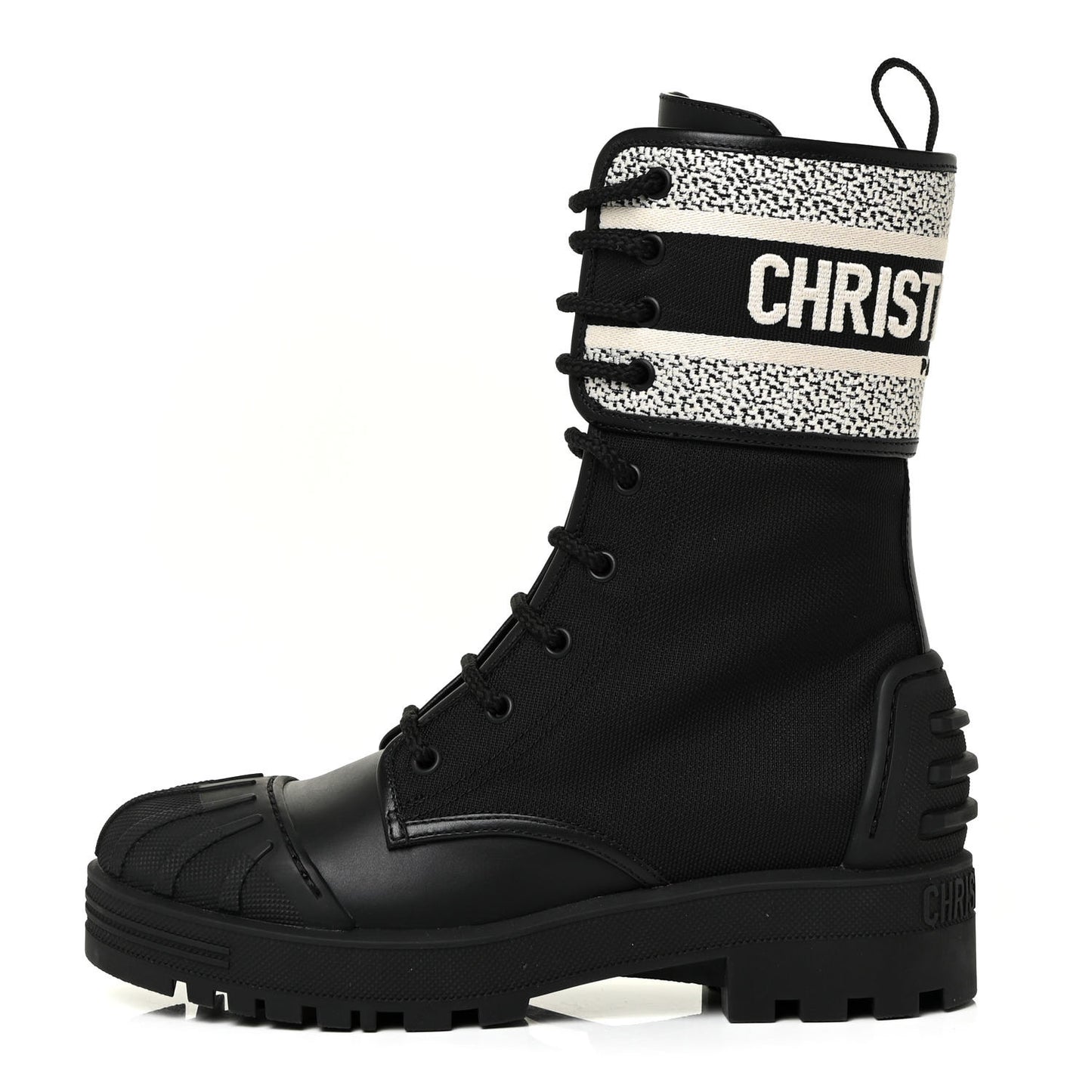 Calfskin Technical Fabric D-Major Ankle Boots 37 Black White