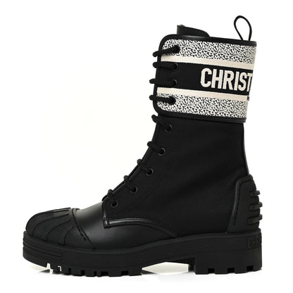 Christian Dior Calfskin Technical Fabric D-Major Ankle Boots 37 Black White 1 of 12