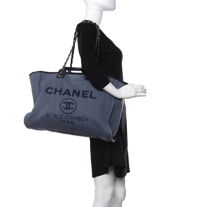 Chanel Canvas Sequin Large Deauville Tote Navy 2 of 10