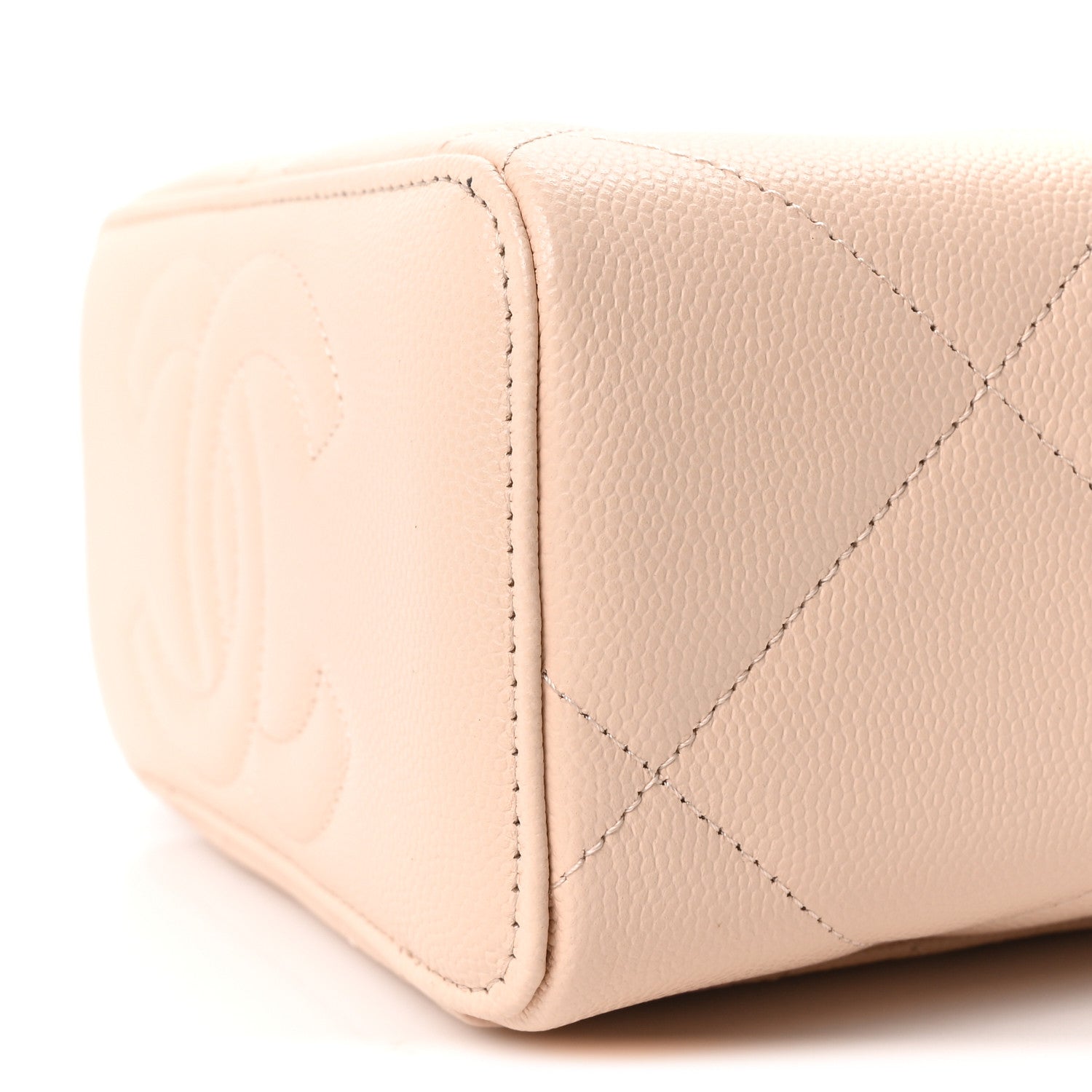 Chanel Caviar Quilted Top Handle Long Vanity Beige 10 of 11