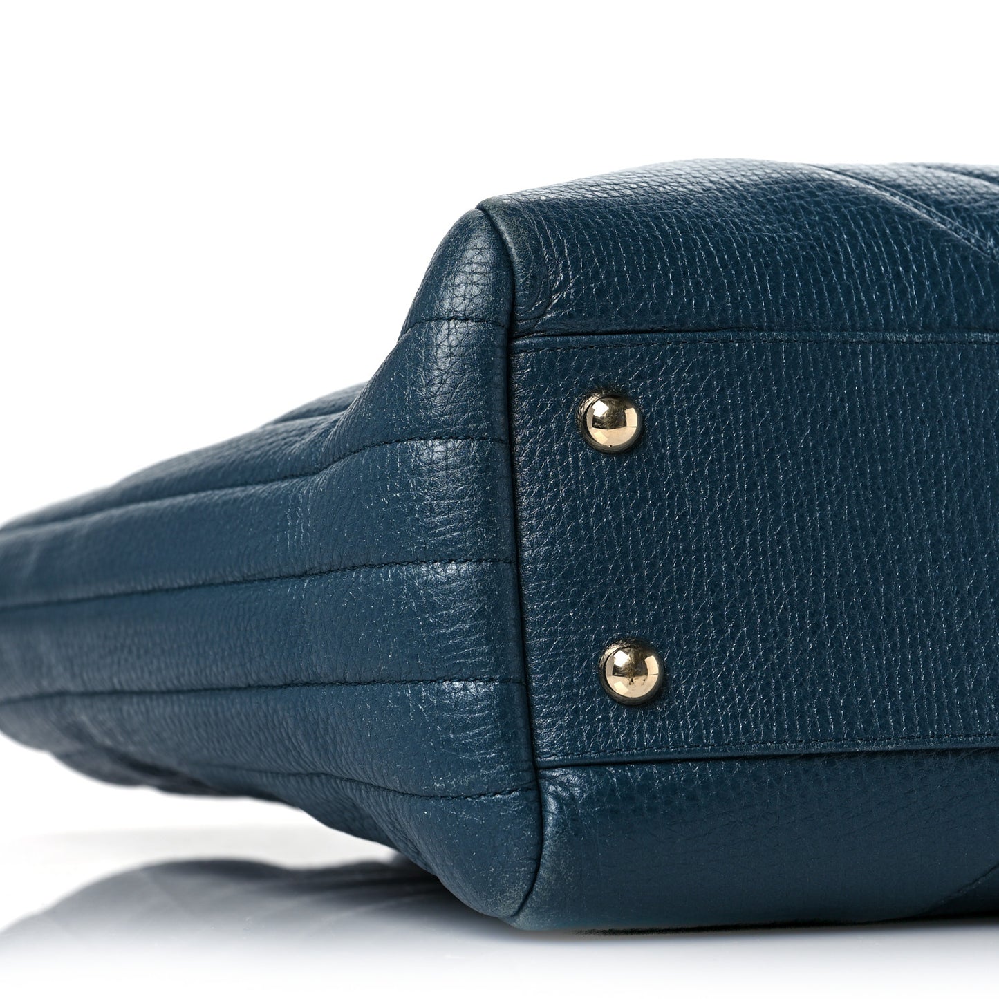Calfskin Chevron Quilted Large Shopping Tote Blue