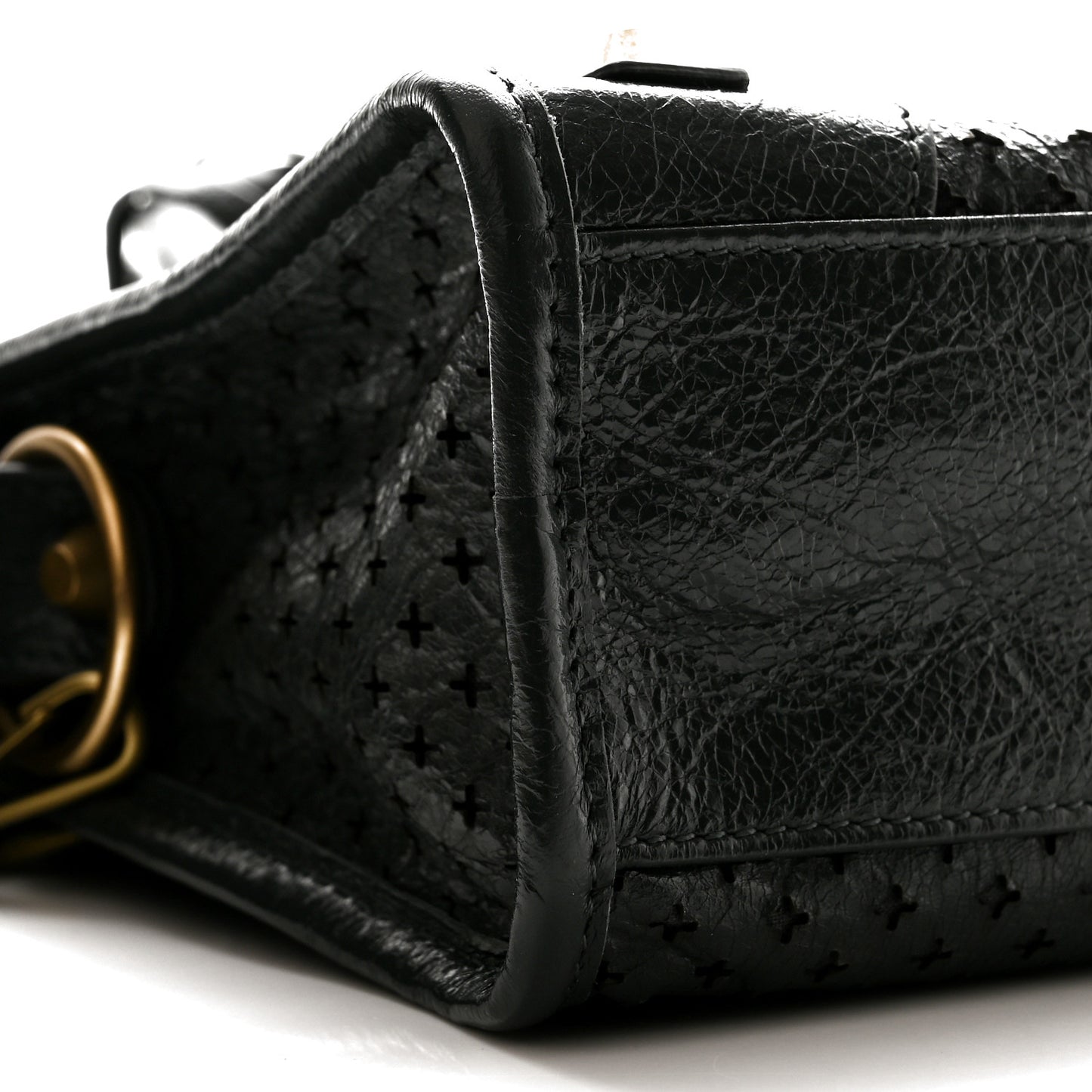 Agneau Stadio Laser Cut Cross Classic Gold Hardware Mini City Anthracite