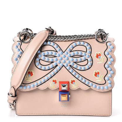 Fendi Vitello Liberty Scalloped Studded Flowers and Bows Small Kan I Shoulder Bag Plaster Multicolor 1 of 10