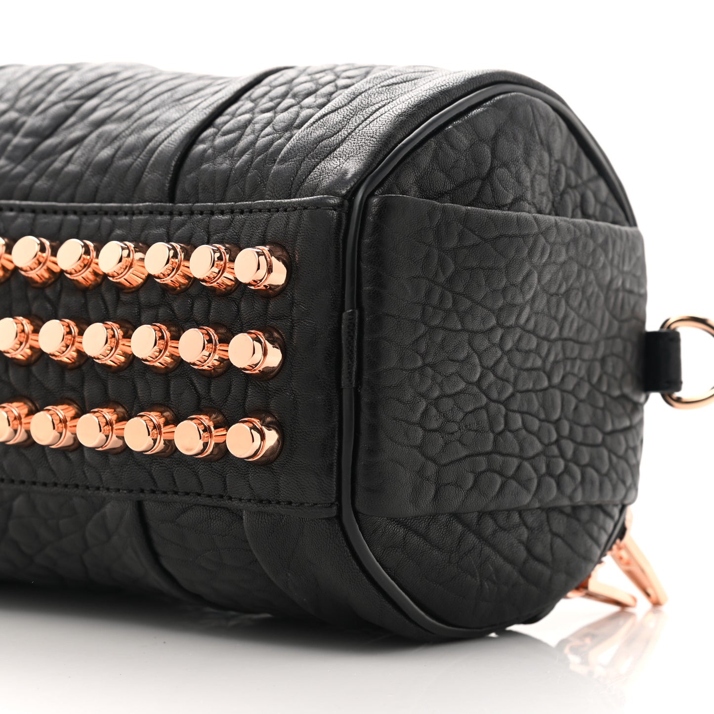 Pebbled Lambskin Mini Rockie Black Rose Gold Hardware