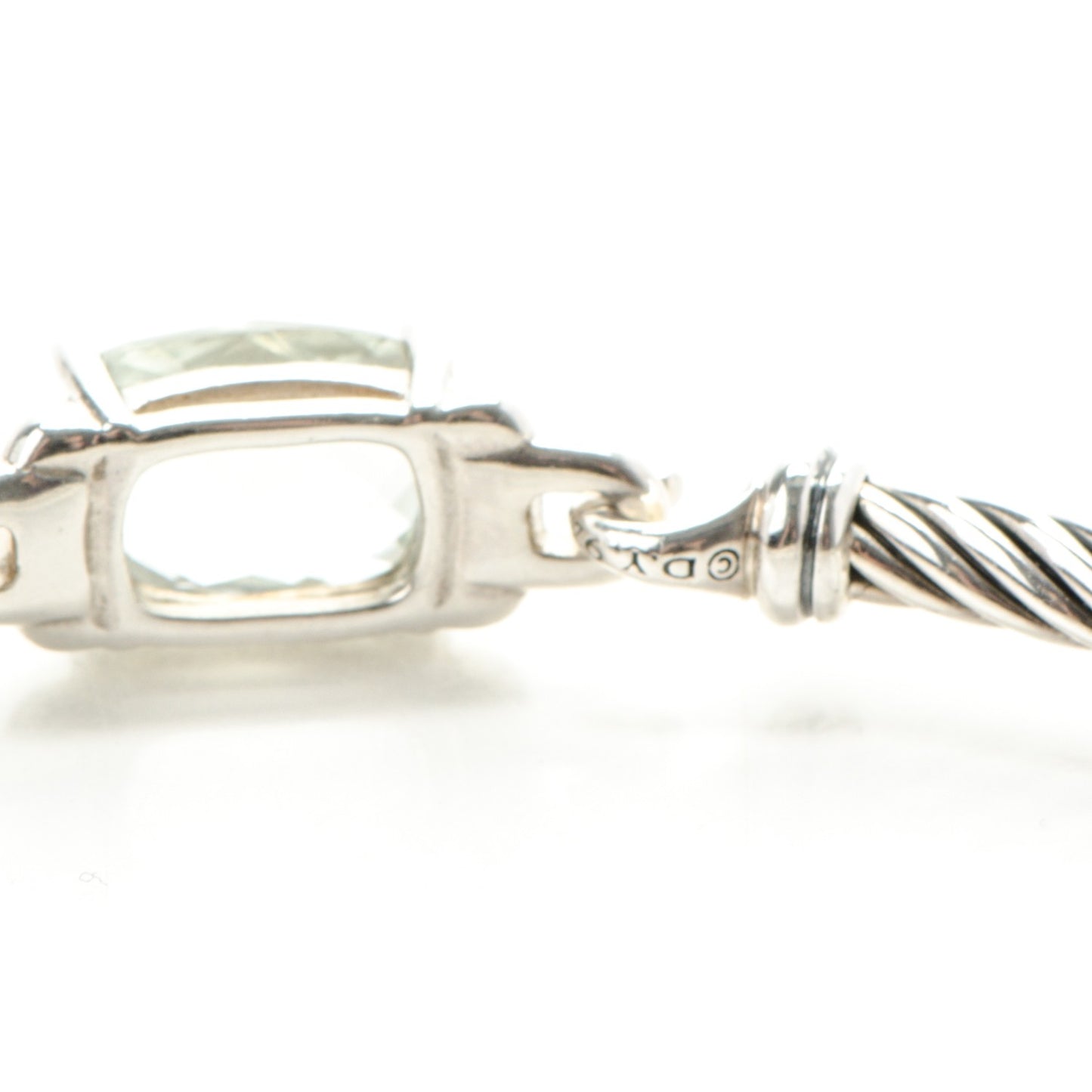 Sterling Silver Diamond Prasiolite 3mm Petite Wheaton Bracelet