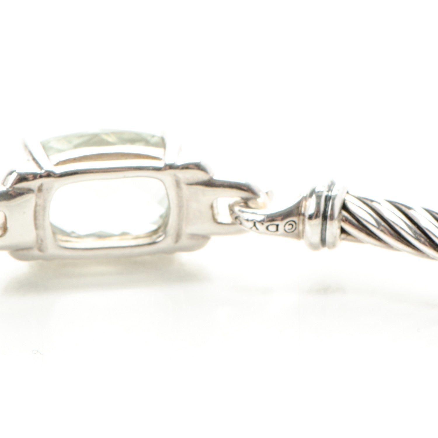 David Yurman Sterling Silver Diamond Prasiolite 3mm Petite Wheaton Bracelet 4 of 5
