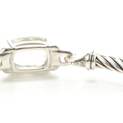 David Yurman Sterling Silver Diamond Prasiolite 3mm Petite Wheaton Bracelet 4 of 5