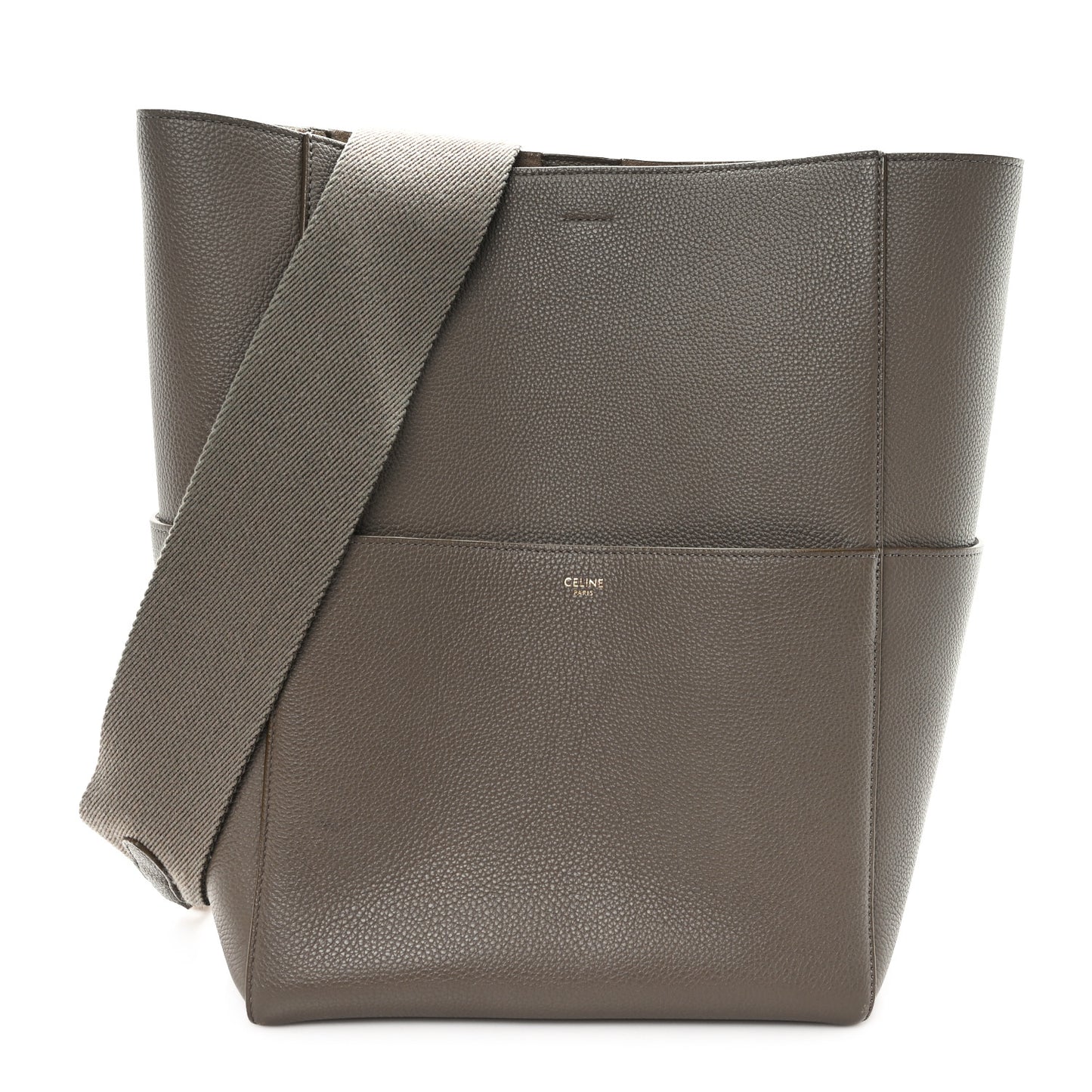 Soft Grained Calfskin Sangle Bucket Bag Taupe