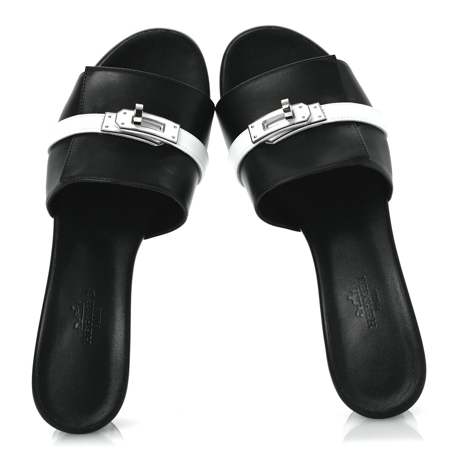 Hermes Calfskin Gigi 50 Sandals 37 White Black 2 of 14