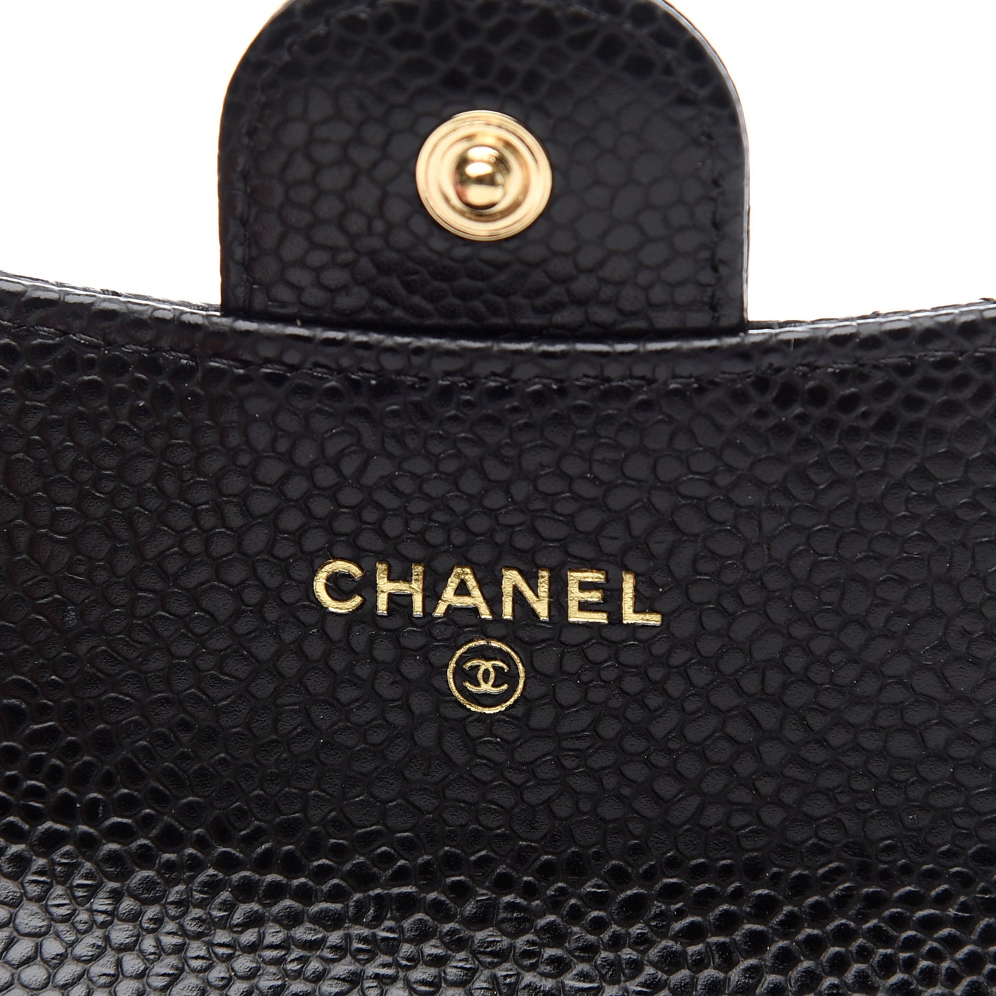 Caviar Quilted Flap Card Holder Wallet Black
