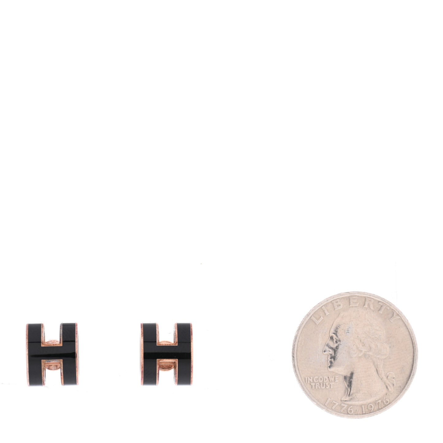 Rose Gold Lacquered Mini Pop H Earrings Black