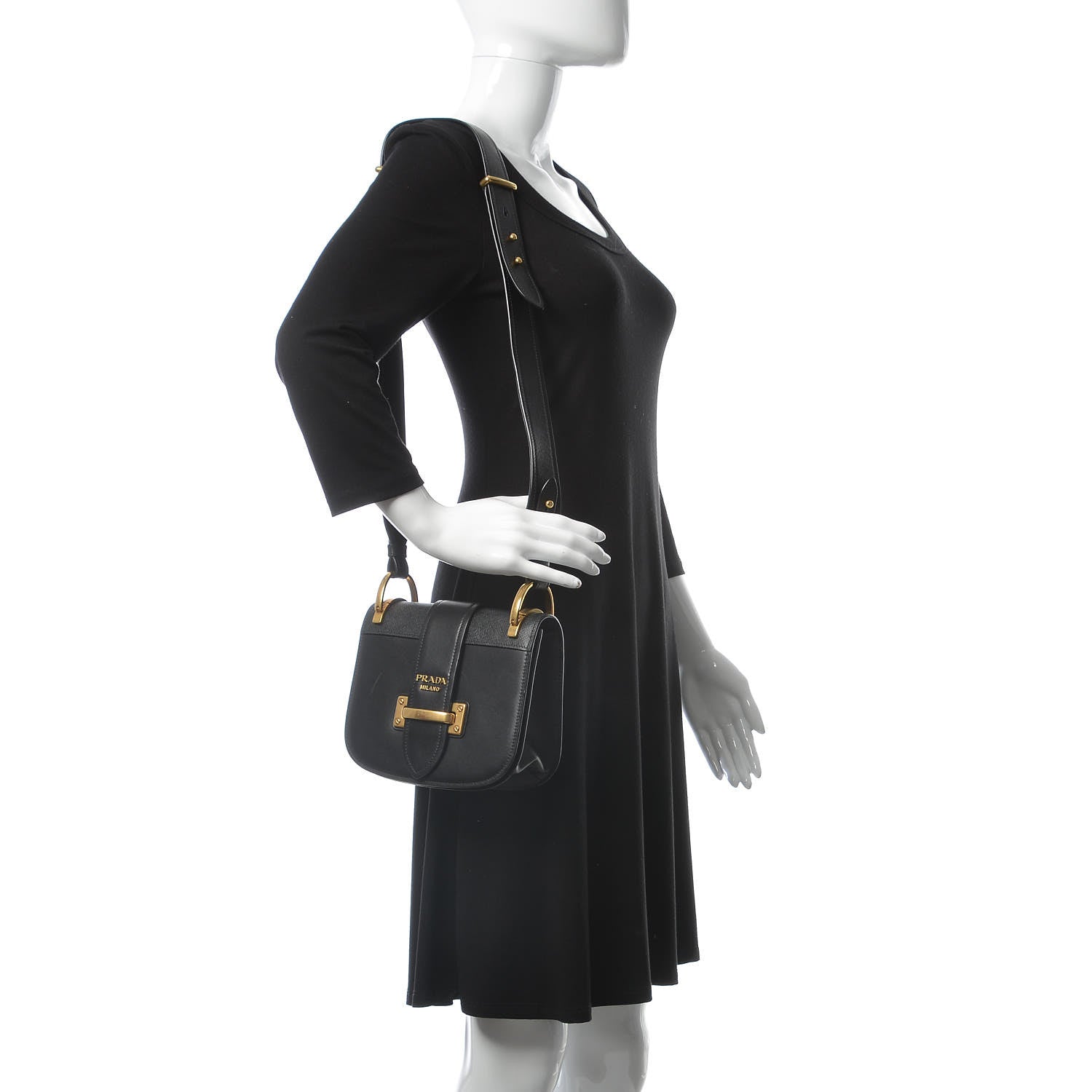 Prada City Calf Saffiano Pionniere Bag Black 2 of 12