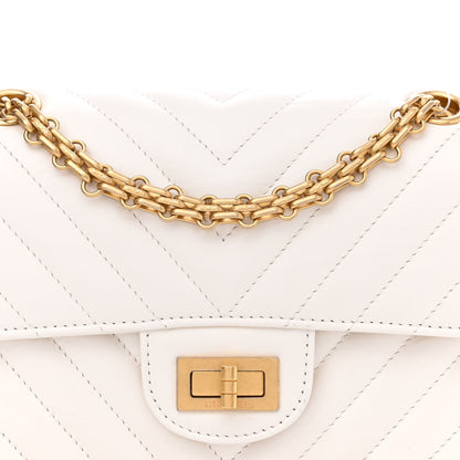Chanel Aged Calfskin Chevron Quilted 2.55 Reissue Mini Flap White 8 of 12