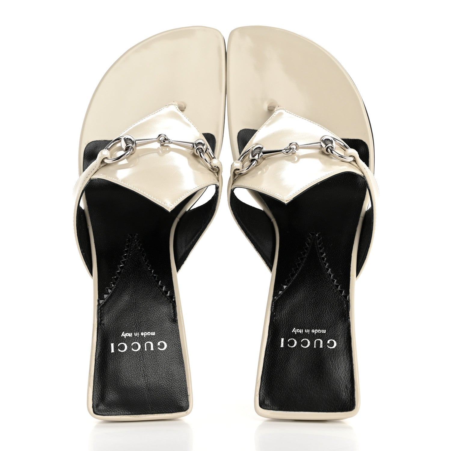 Gucci Patent Mariame Horsebit 55mm Mule Slide Sandals 39.5 Mystic White 2 of 9