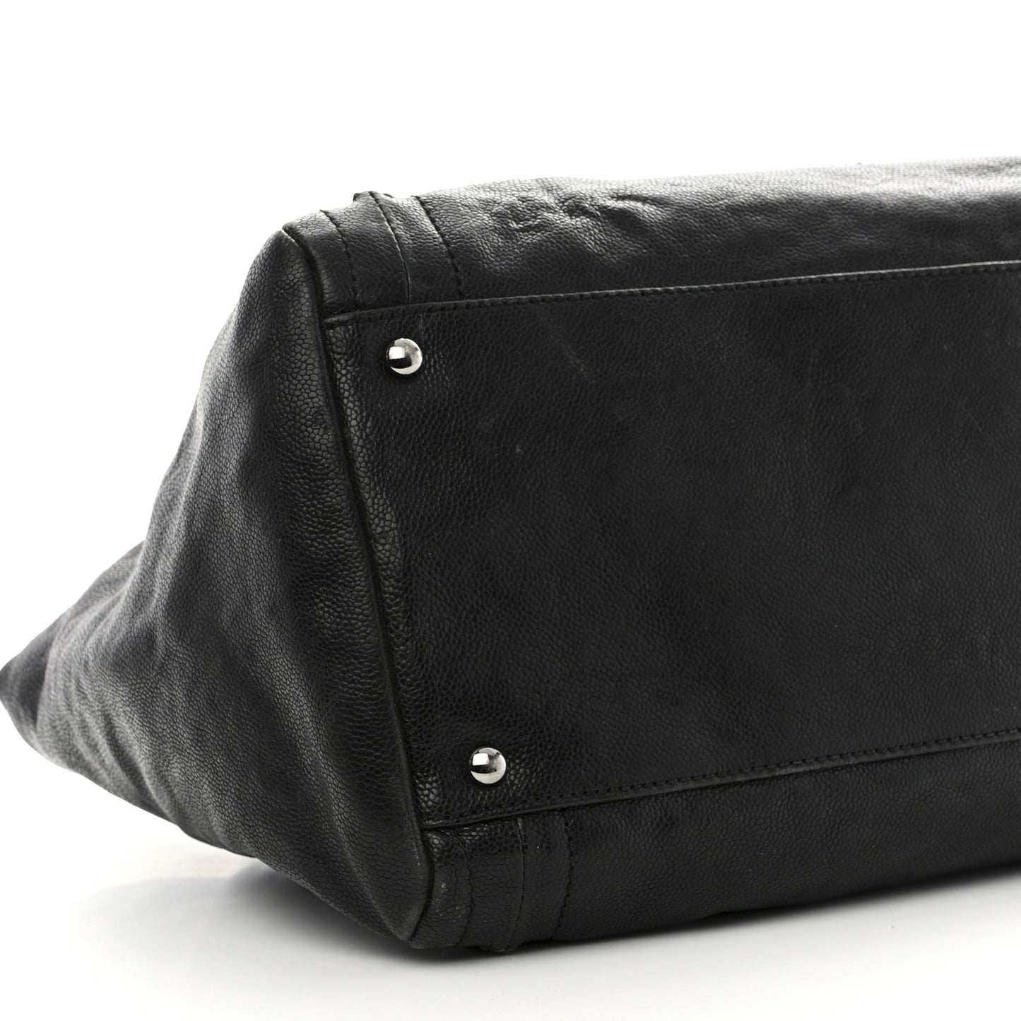 Glazed Calfskin East West Modern Chain Tote Black