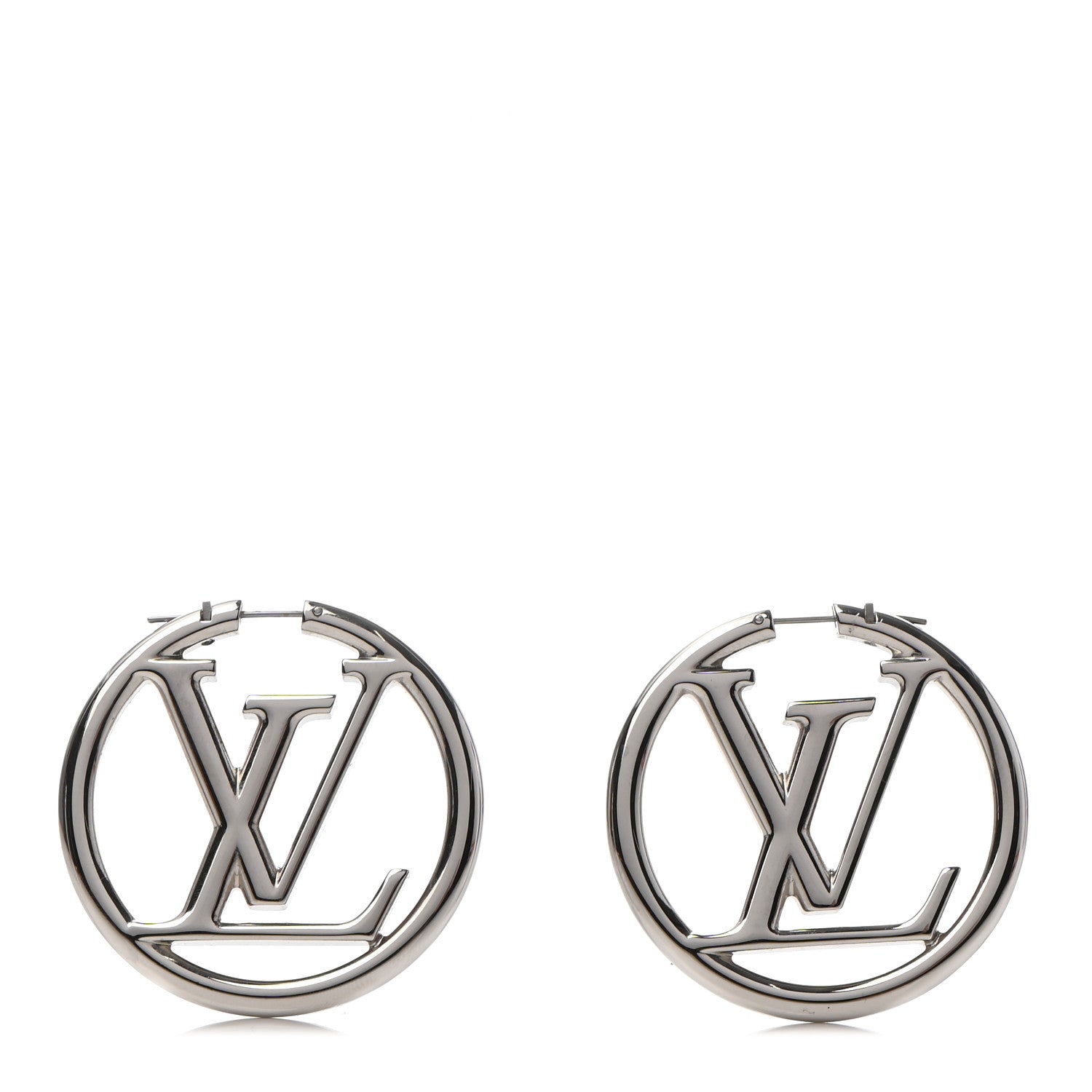 Louis Vuitton Palladium Louise Hoop Earrings Silver 1 of 5
