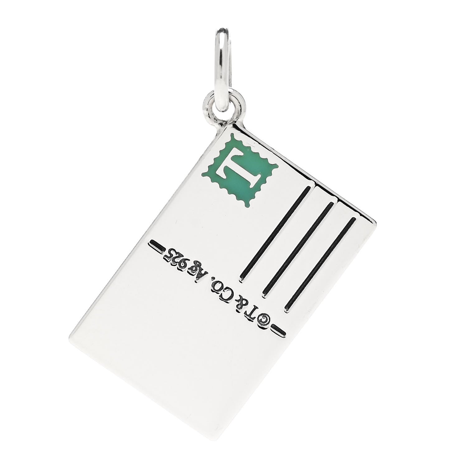 Tiffany Sterling Silver Enamel Rome Postcard Charm Blue 3 of 5