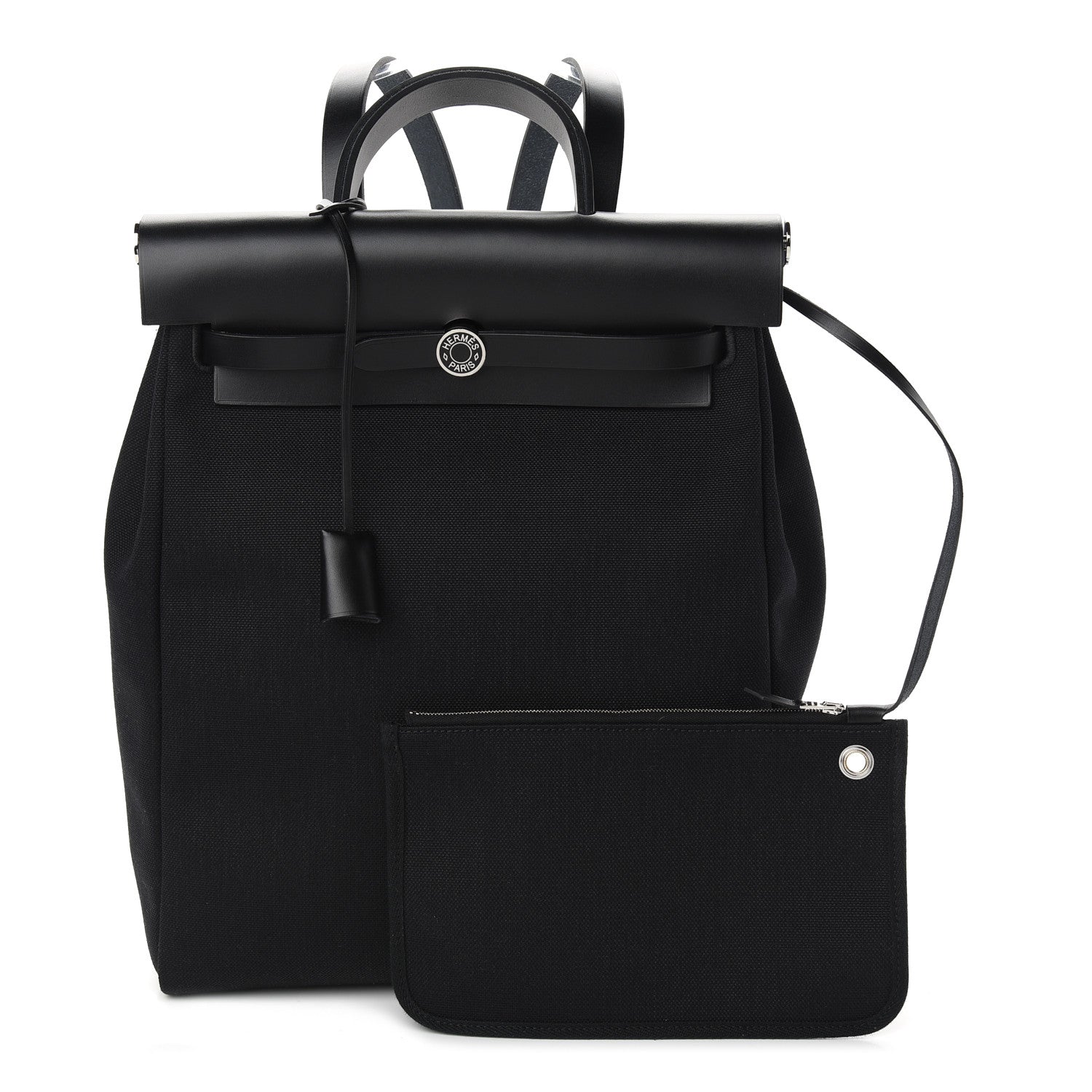 Hermes Military Toile Vache Hunter Herbag a Dos Zip Retourne Backpack Black 1 of 10