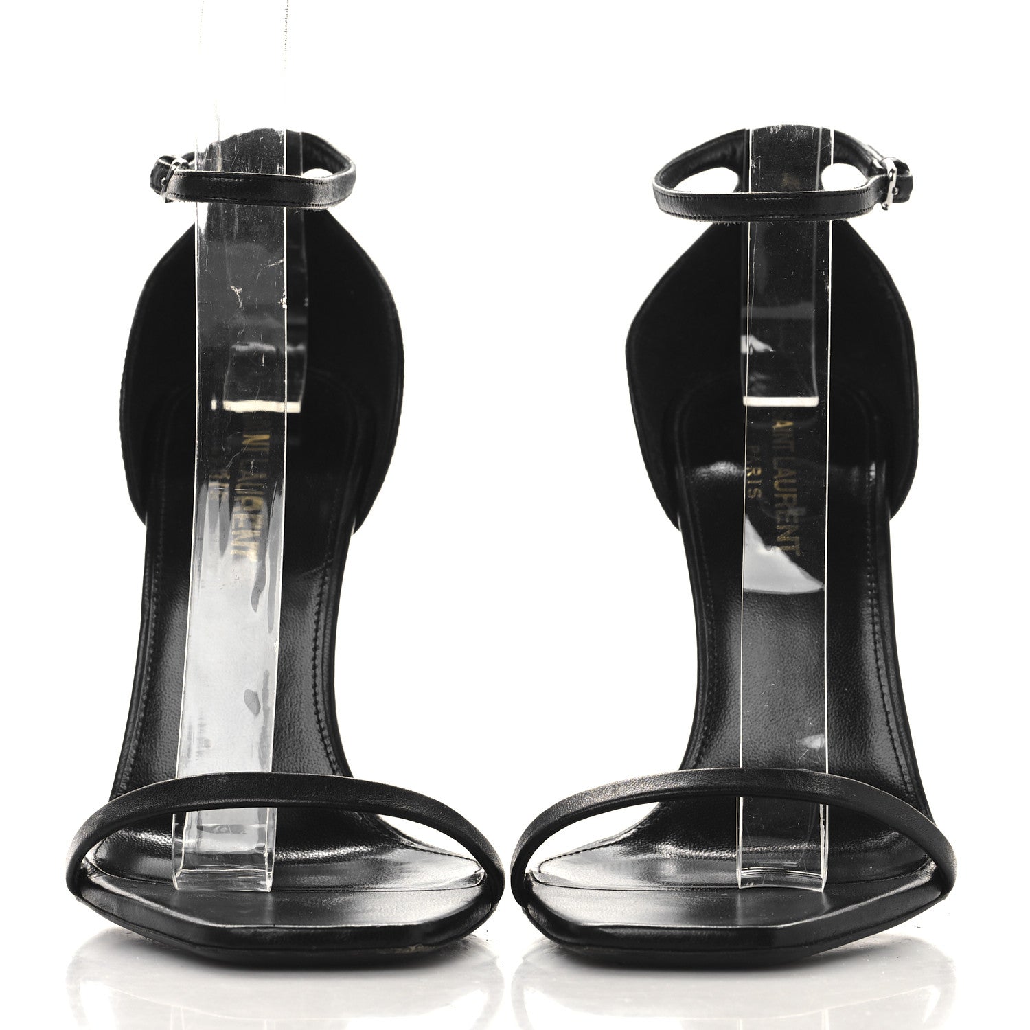 Saint Laurent Calfskin Opyum 110 Sandals 38.5 Black Silver 3 of 8