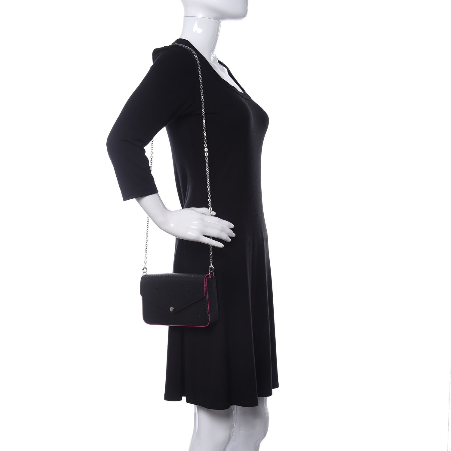 Louis Vuitton Epi Pochette Felicie Black Hot Pink 2 of 12