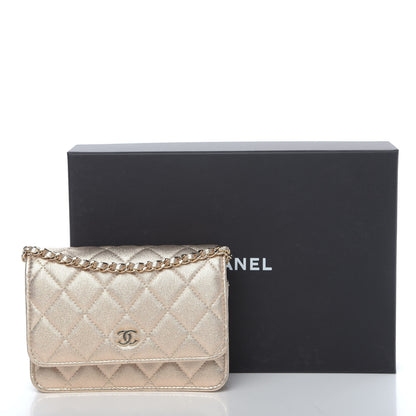 Chanel Metallic Lambskin Quilted Mini Wallet On Chain WOC Gold 11 of 11