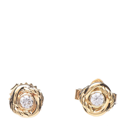 David Yurman 18K Yellow Gold Diamond 7mm Infinity Earrings 1 of 4