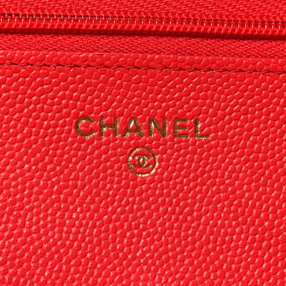 Chanel Caviar Quilted Wallet On Chain WOC Red 6 of 11