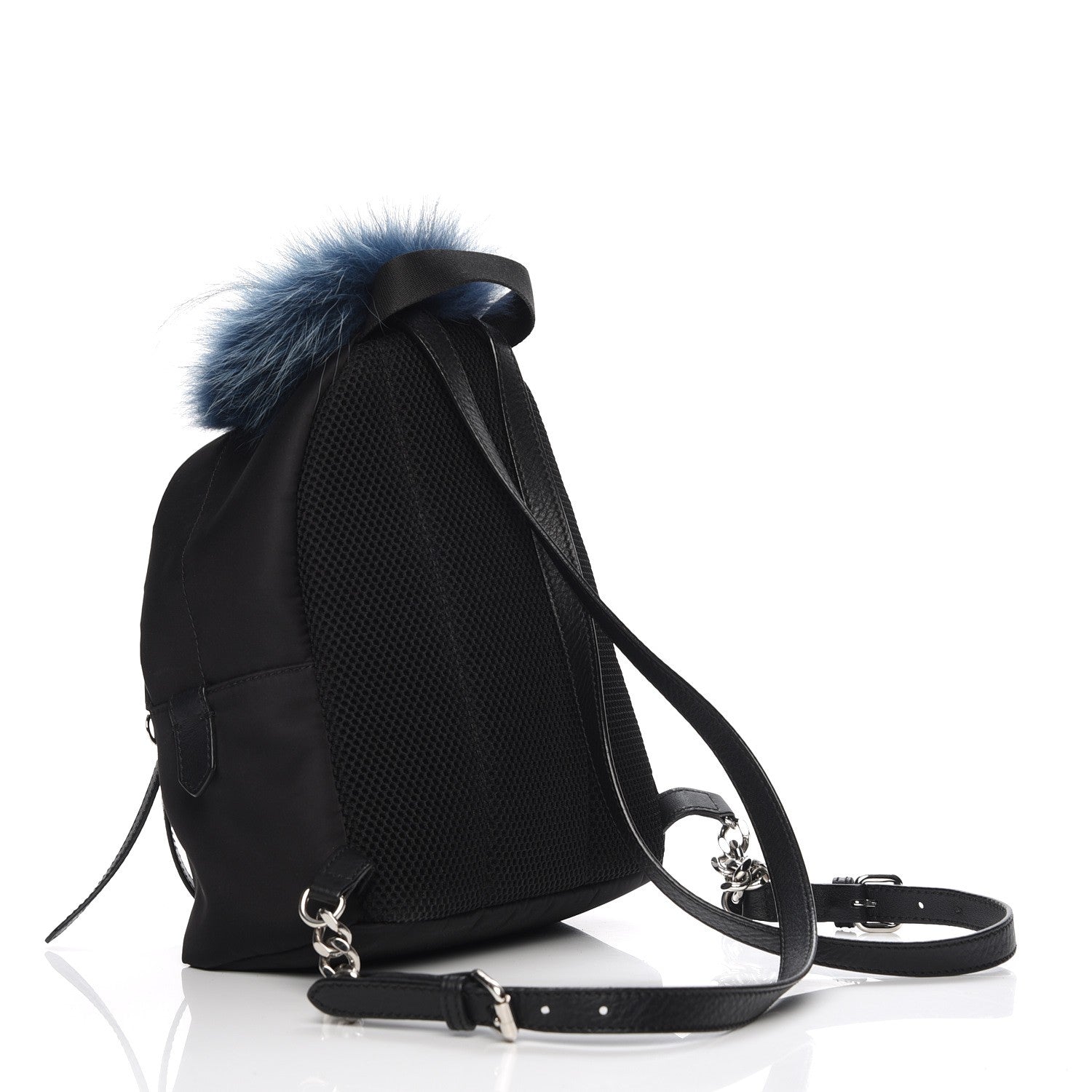 Fendi Nylon Vitello Fox Goat Fur Monster Eyes Mini Backpack Black Multicolor Sky 3 of 7