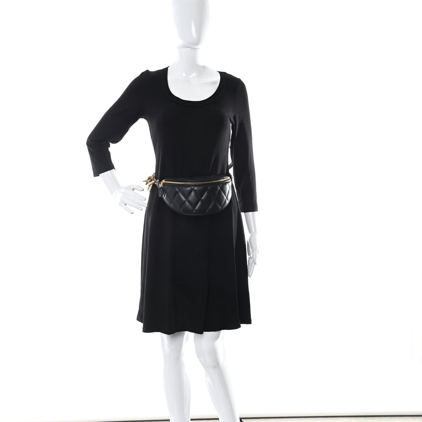 Calfskin Quilted XXS Souveniers Charms Belt Bag Black