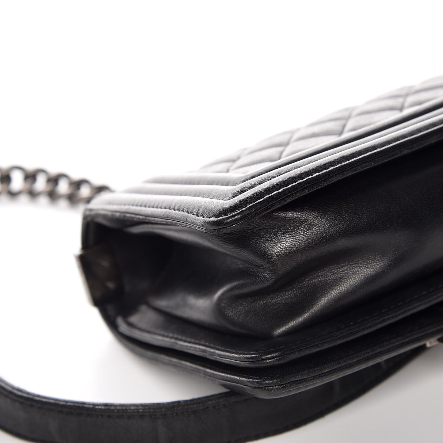 Lambskin Quilted Small Boy Flap Black