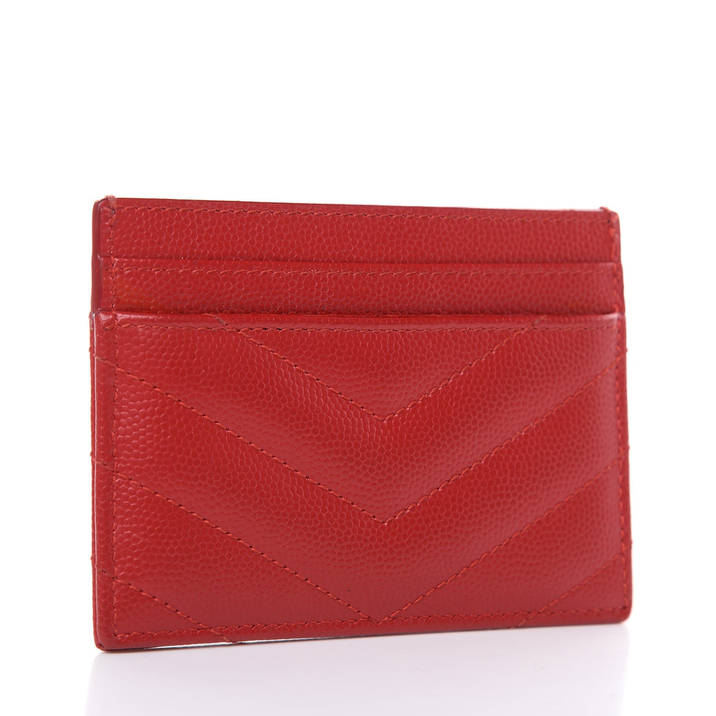 Grain De Poudre Matelasse Chevron Monogram Credit Card Case New Red