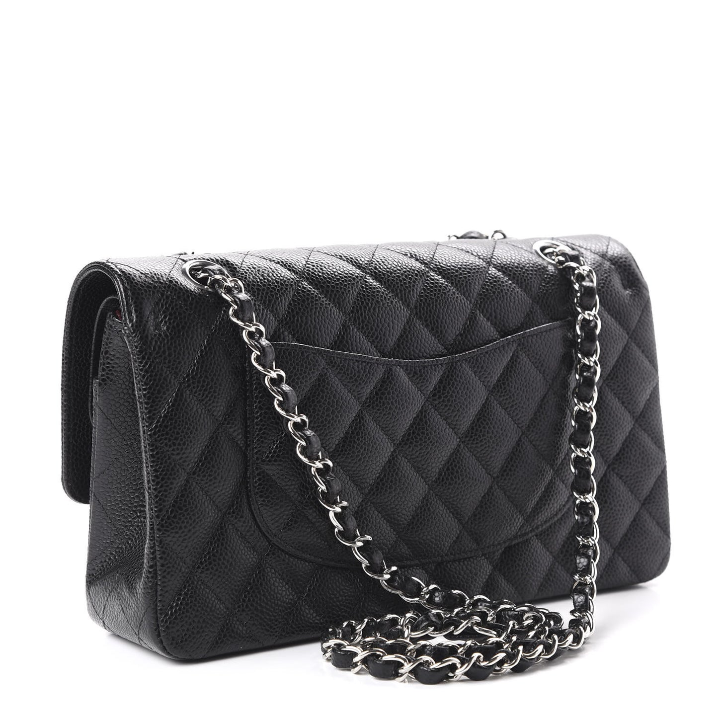 Caviar Quilted Medium Double Flap Black