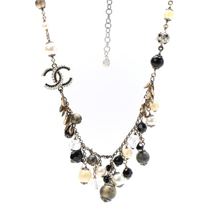 Chanel Pearl Bead CC Short Necklace Gold Black 1 of 6