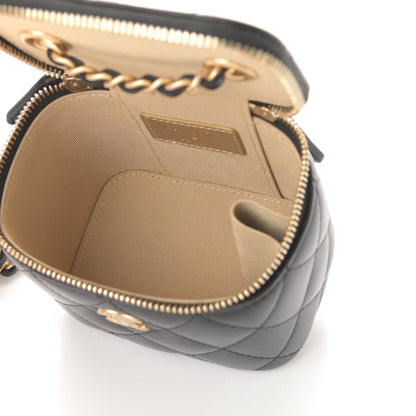 Chanel Lambskin Quilted Mini Pearl Crush Vanity Case With Chain Black 5 of 10