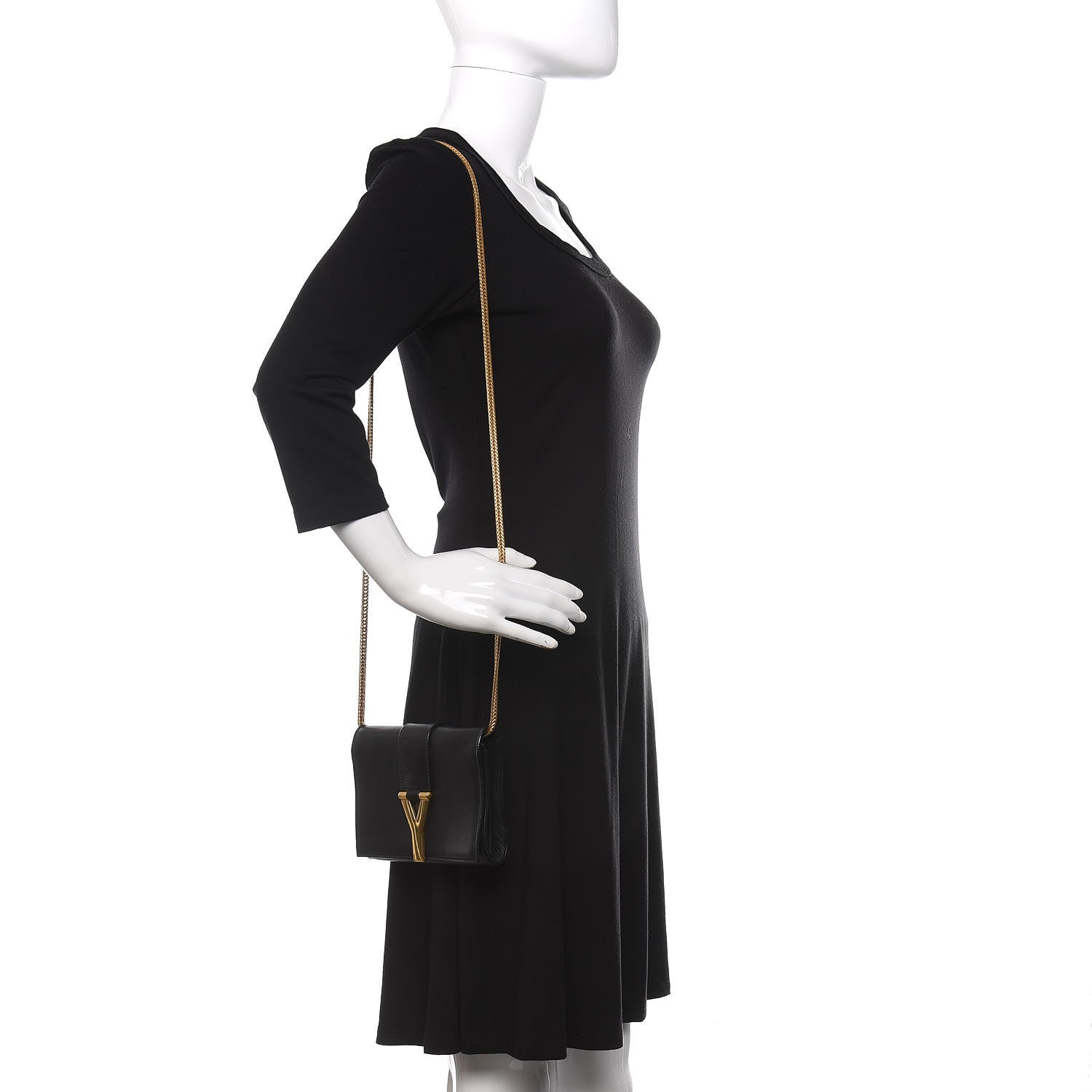 Saint Laurent Calfskin Small Classic Y Satchel Bag Black 2 of 10