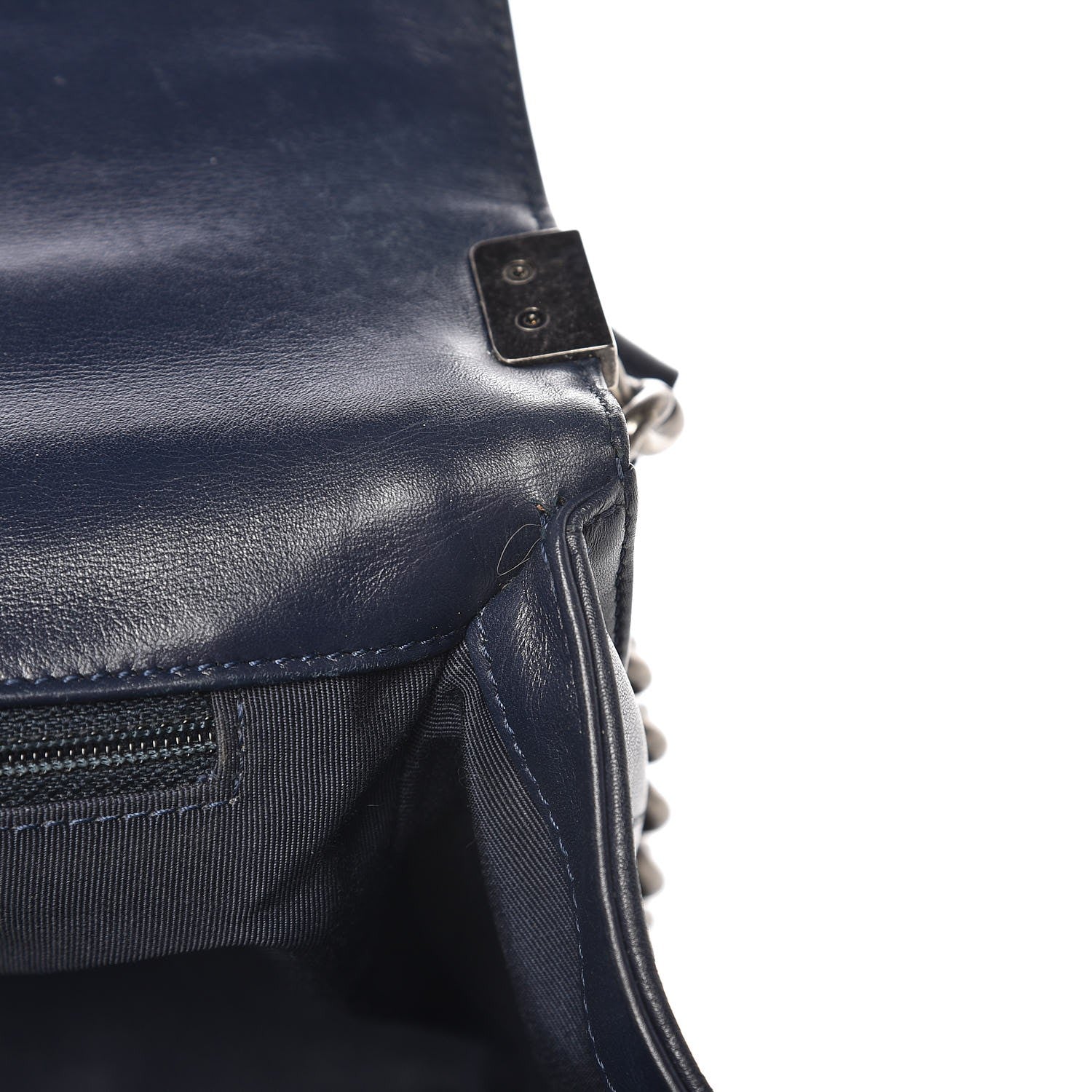 Chanel Lambskin Quilted New Medium Boy Flap Dark Navy Blue 8 of 8