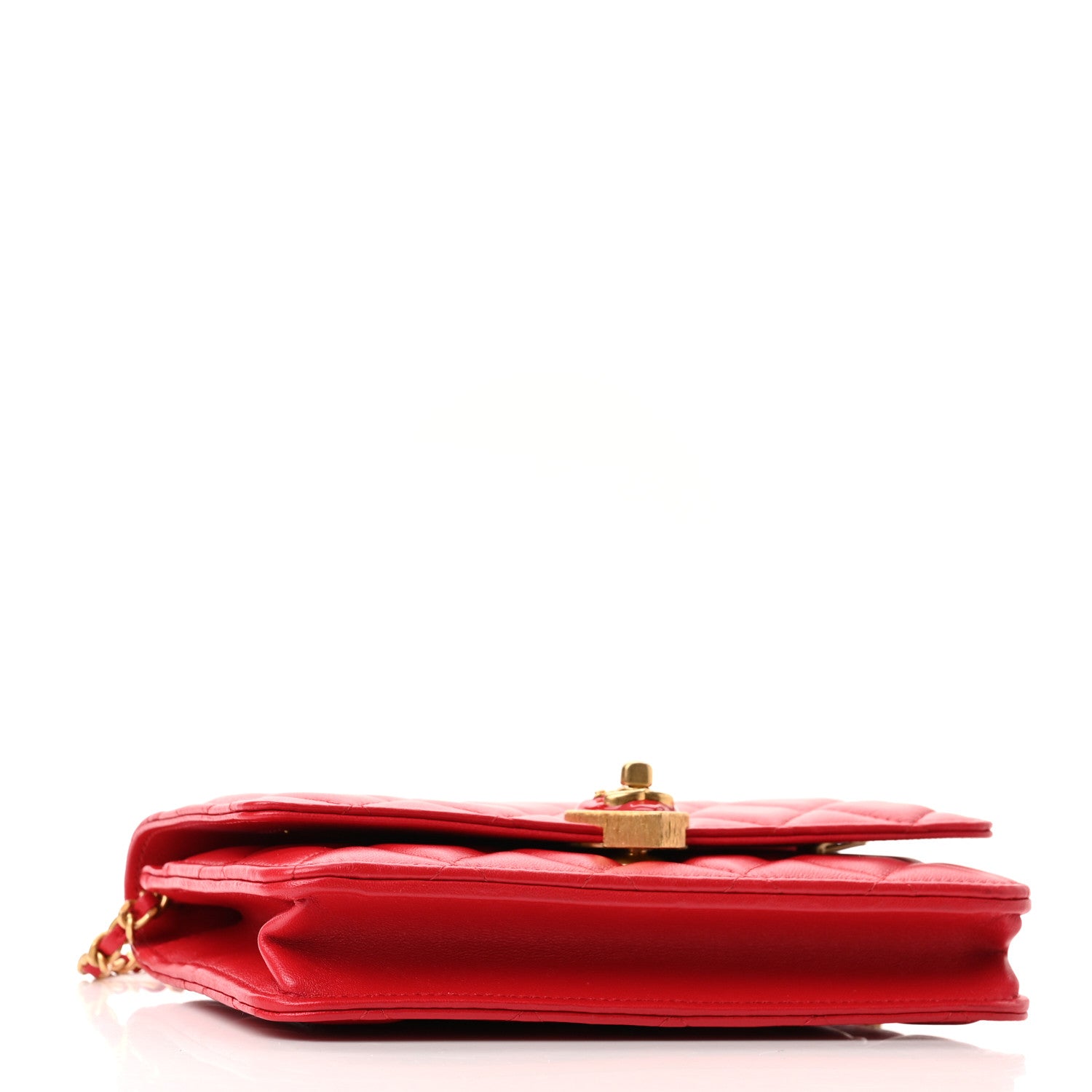 Chanel Lambskin Plexiglass Quilted Coco Love Wallet On Chain WOC Red 4 of 12