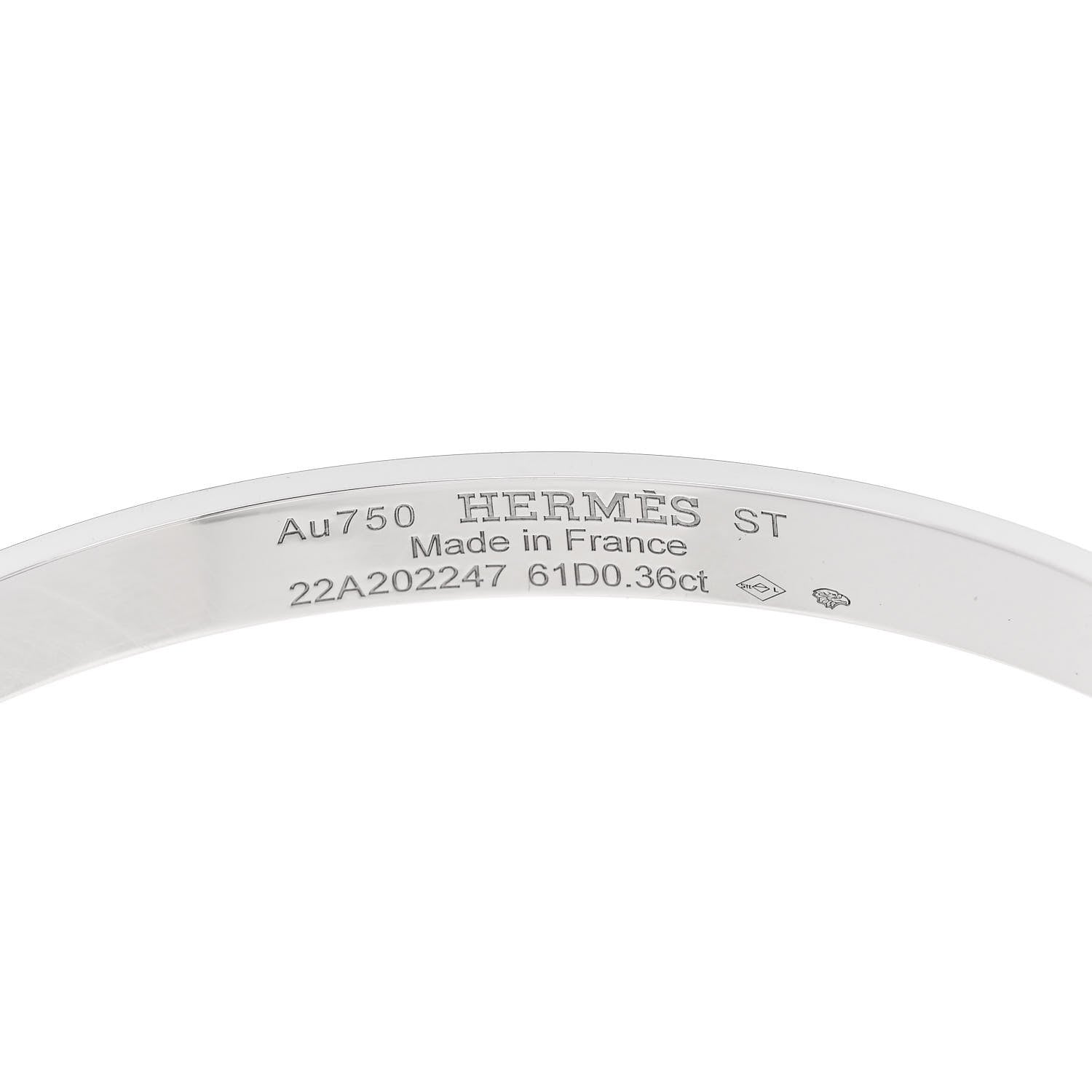 Hermes 18K White Gold Diamond PM Kelly Pave Bracelet ST 3 of 4
