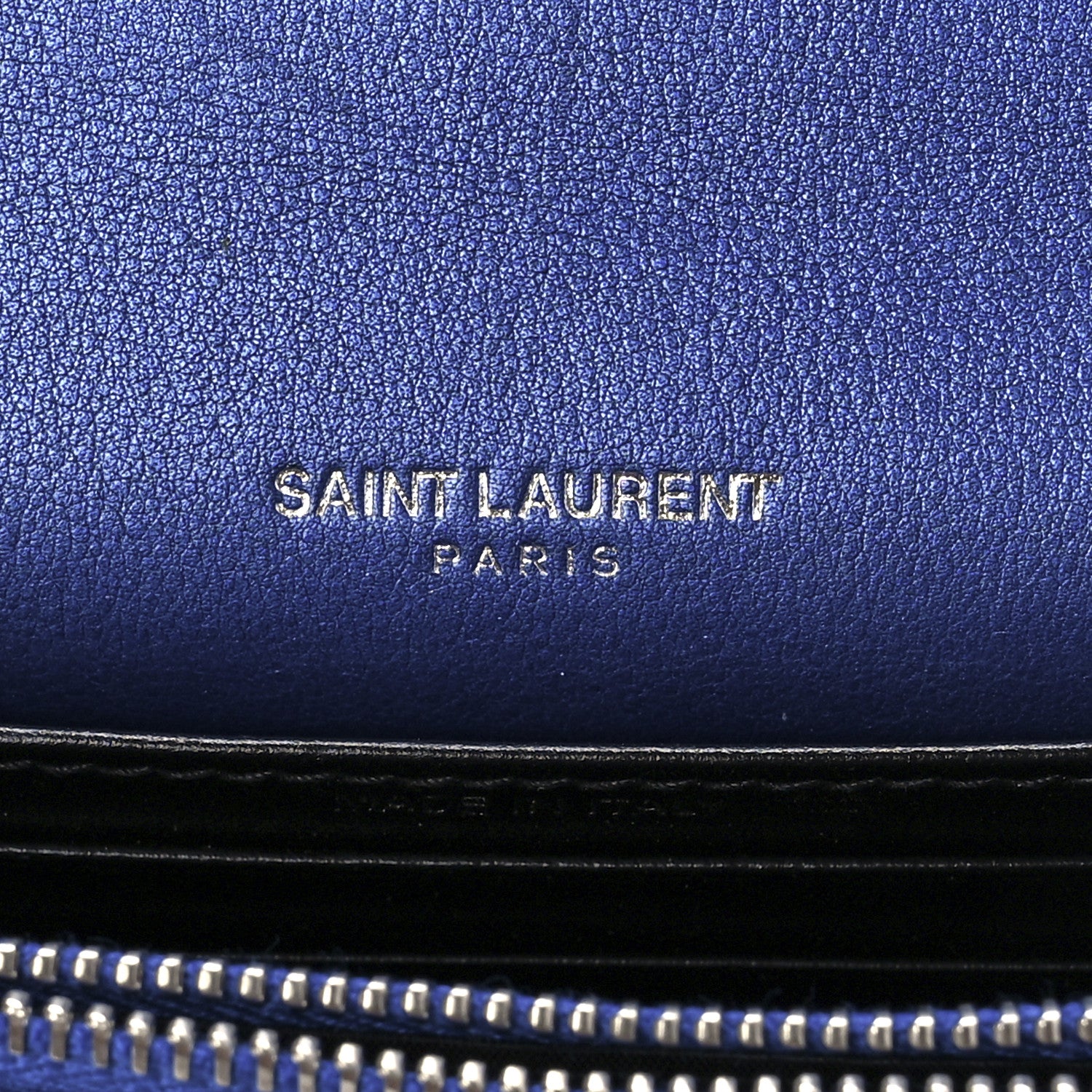 Saint Laurent Metallic Calfskin Monogram Sunset Chain Wallet Blue Royal 5 of 11