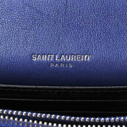 Saint Laurent Metallic Calfskin Monogram Sunset Chain Wallet Blue Royal 5 of 11