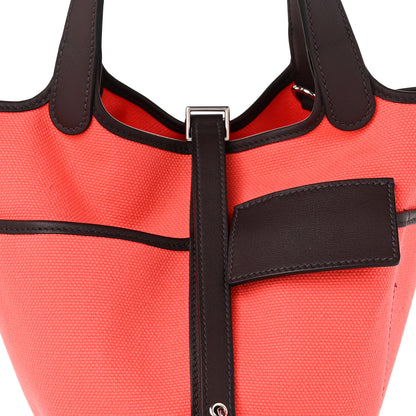 Hermes Toile Goeland Swift Cargo Picotin Lock 18 Rouge Sellier Rose Texas 7 of 9