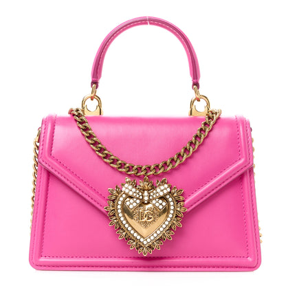 Dolce & Gabbana DOLCE GABBANA Smooth Calfskin Small Devotion Envelope Top Handle Bag Pink 1 of 12