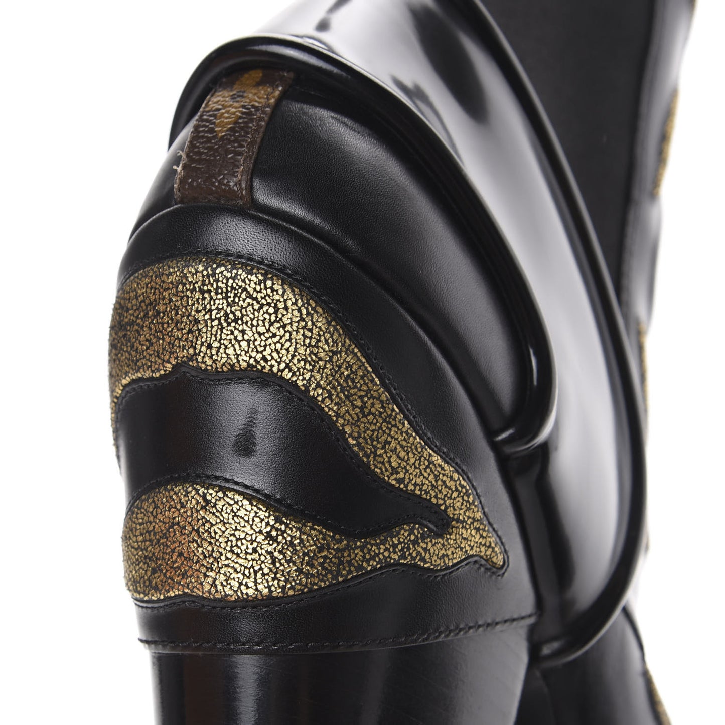 Calfskin Fireball Ankle Boots 39 Black Gold