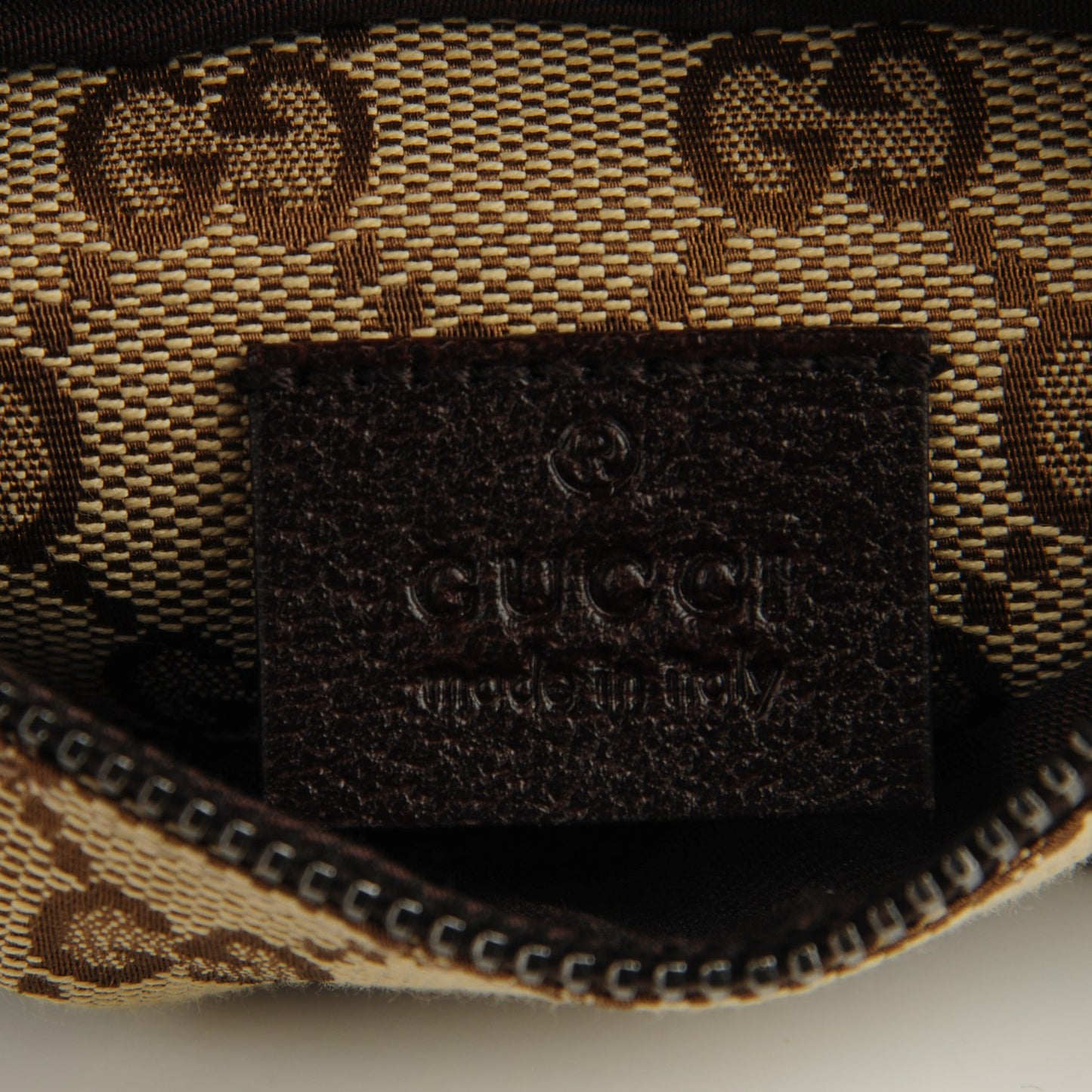 GUCCI GG Monogram Double Pocket Belt Bag Dark Brown