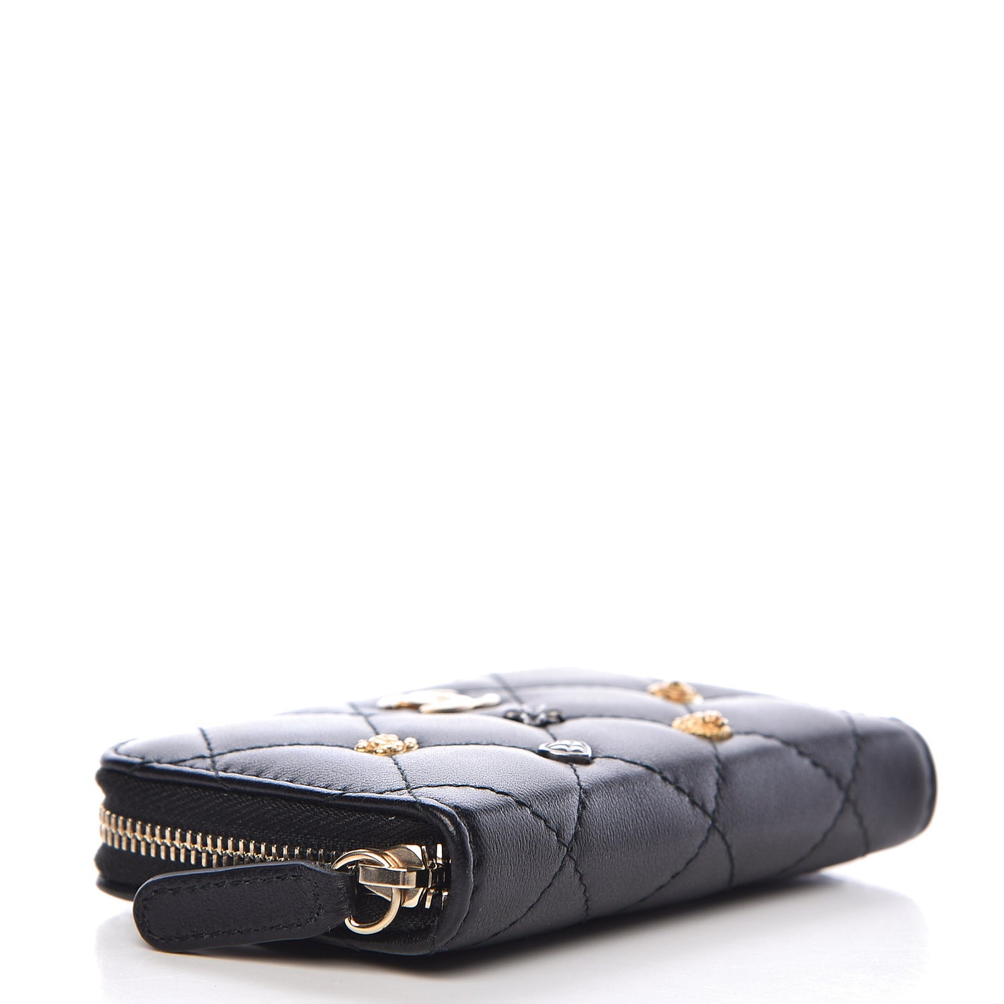 Lambskin Lucky Charms Zip Coin Purse Black