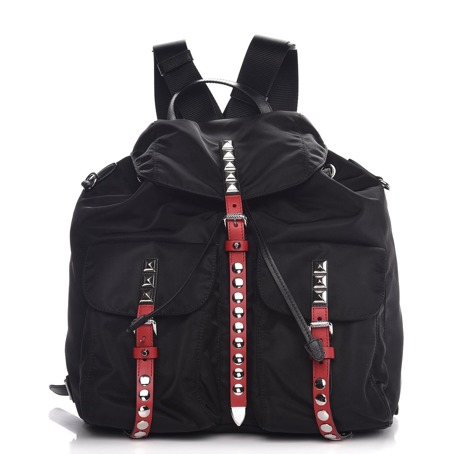 Nylon New Vela Studded Backpack Black Fuoco