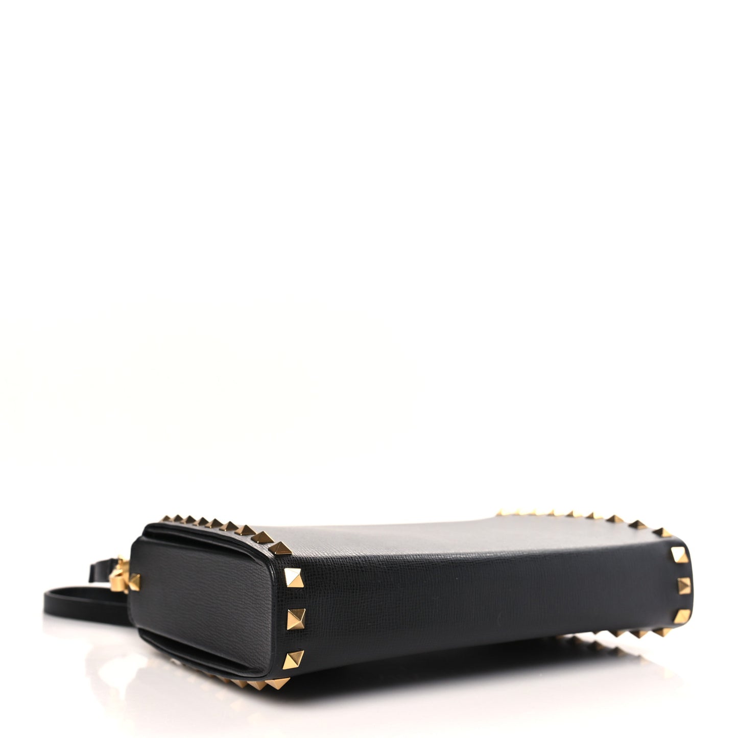 Grainy Calfskin Rockstud Alcove Clutch Black