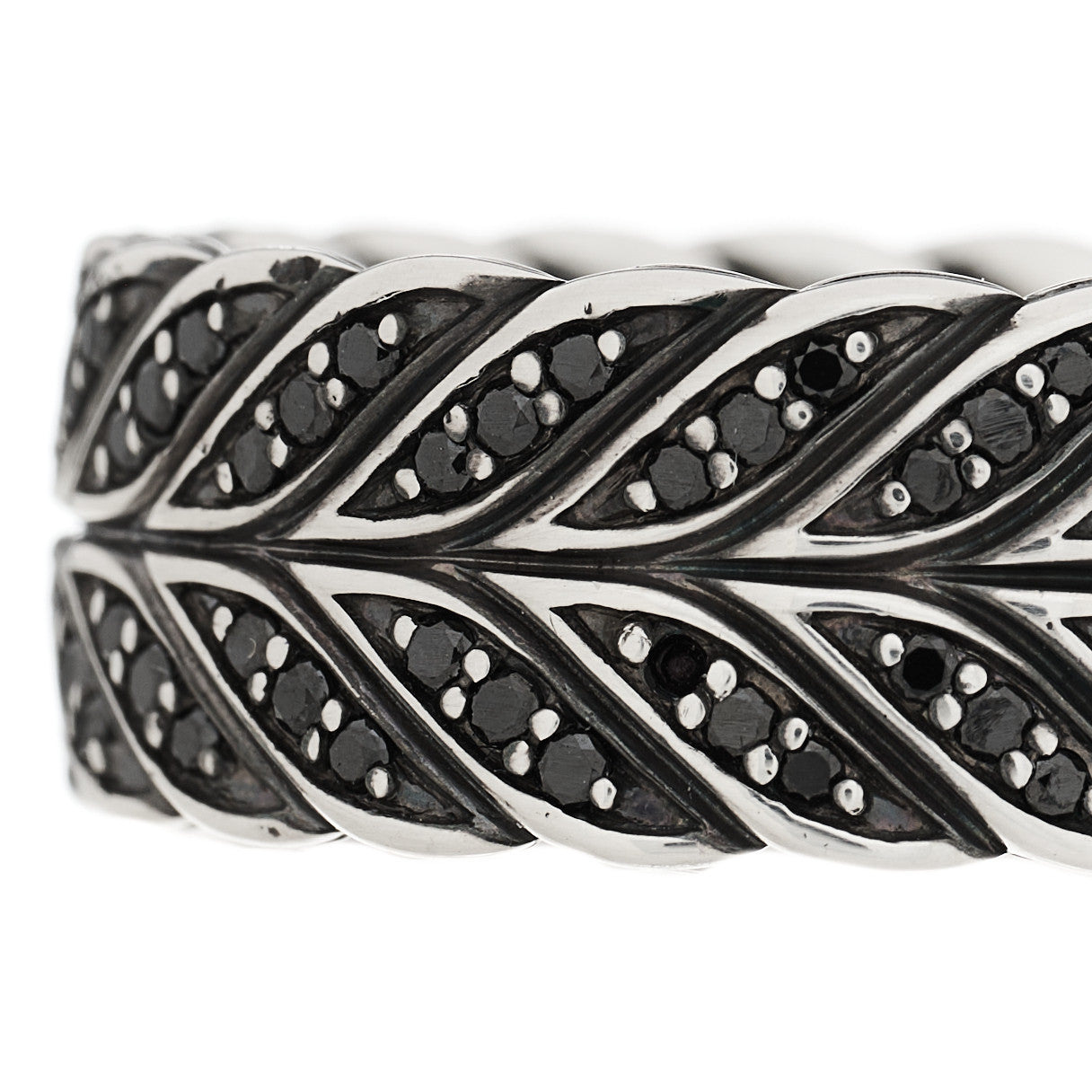 David Yurman Sterling Silver Black Diamond Chevron Band Ring 65 11 5 of 5