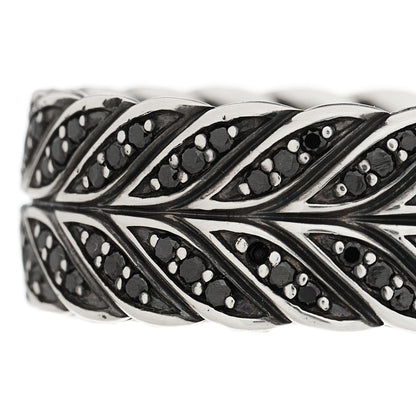David Yurman Sterling Silver Black Diamond Chevron Band Ring 65 11 5 of 5